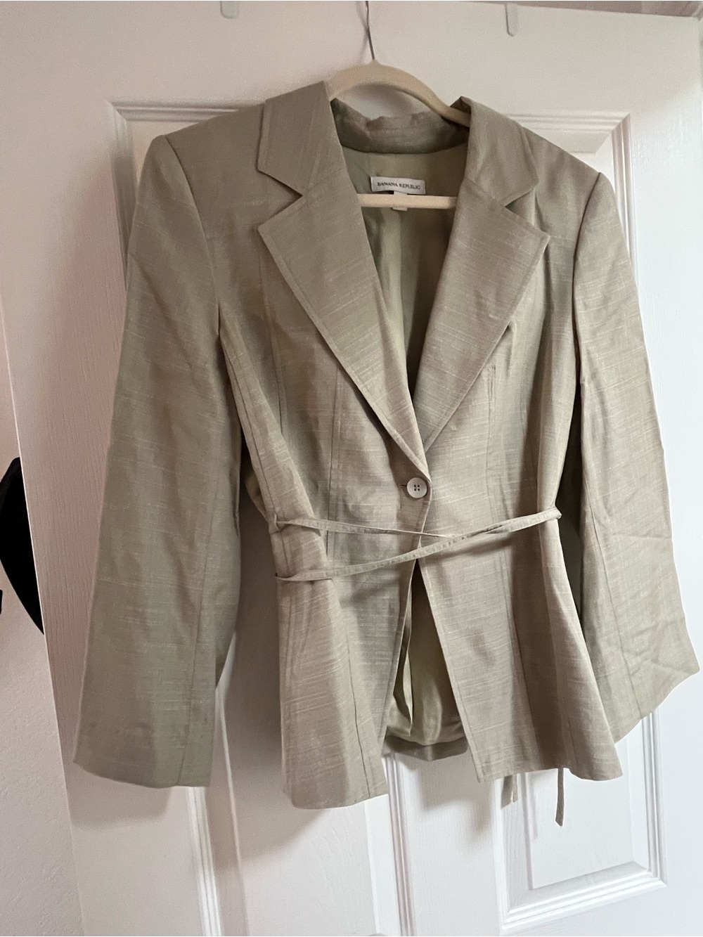 Banana Republic Women's Sage Colored Blazer with Waist Tie
